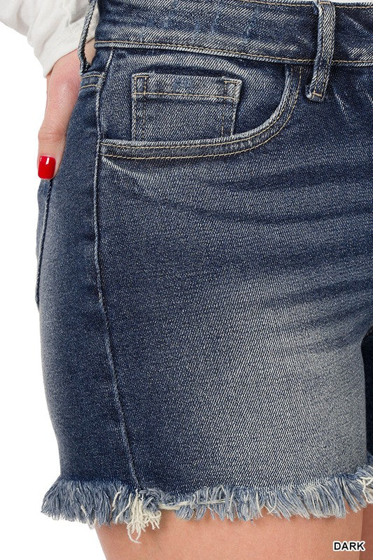 For the Better Frayed Hem Denim Shorts