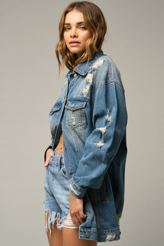 At A Glance Crossover Denim Shorts