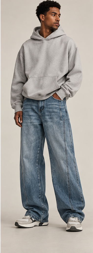 Vintage Wash Barrel Leg Denim Jeans