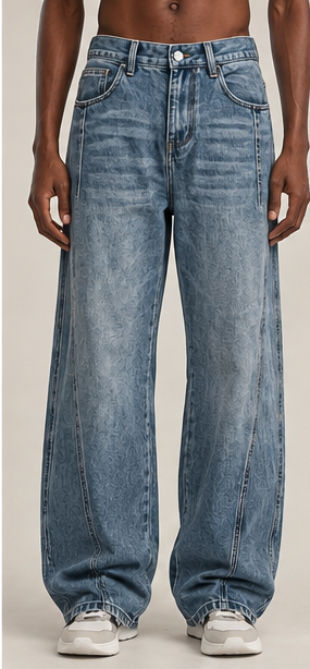 Vintage Wash Barrel Leg Denim Jeans