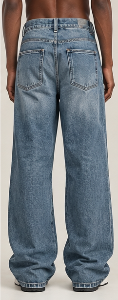 Vintage Wash Barrel Leg Denim Jeans