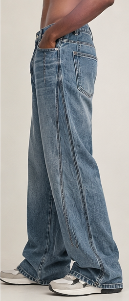 Vintage Wash Barrel Leg Denim Jeans