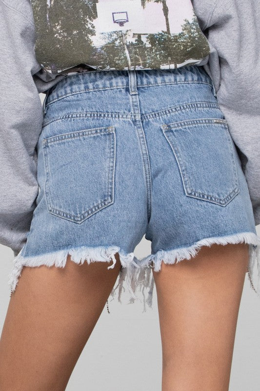 Came Through Dripping Rhinestone Denim Short