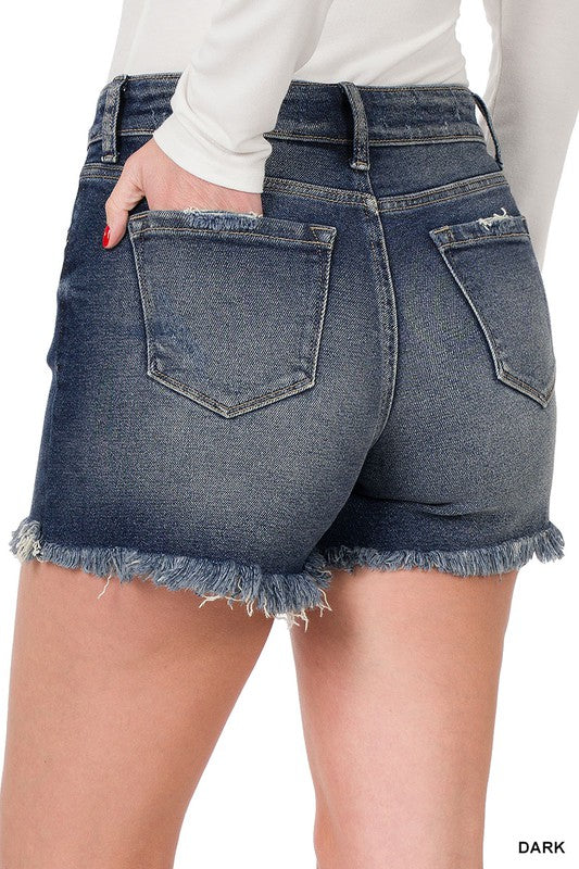 For the Better Frayed Hem Denim Shorts