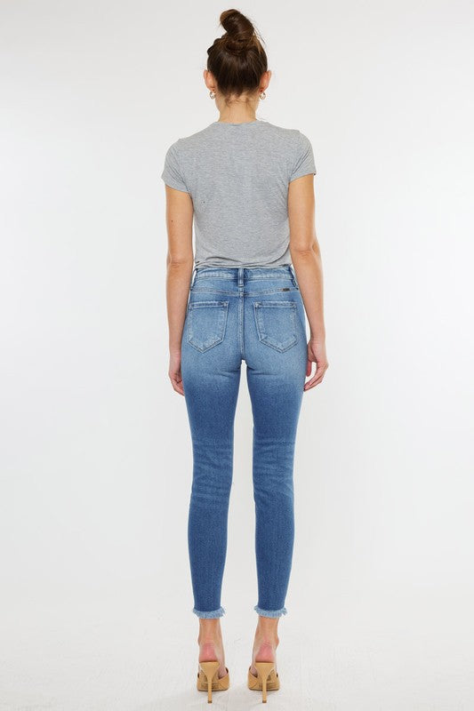 Chloe High Rise Fray Hem Ankle Skinny Jeans