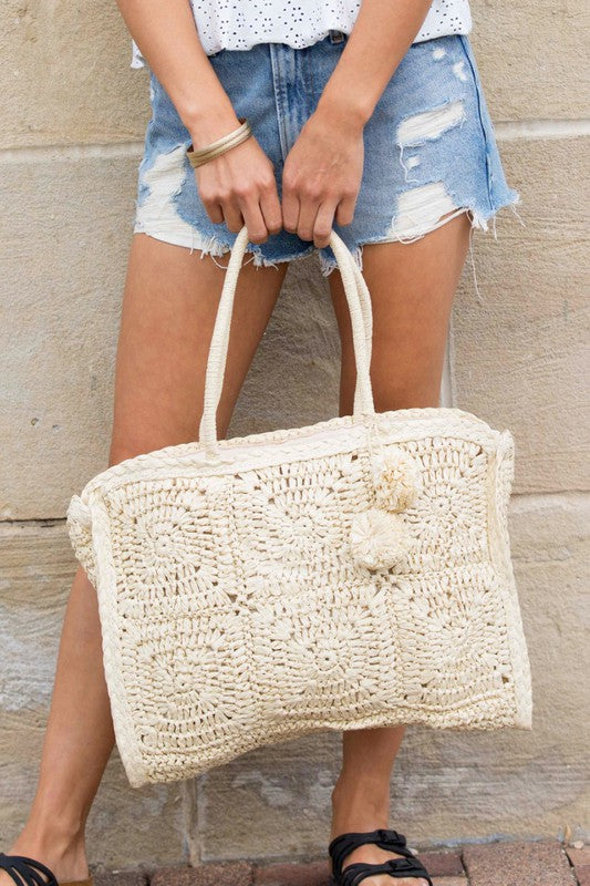 Summer Vibes Straw Traveler Tote