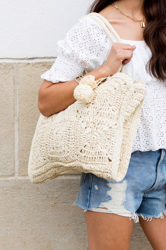 Summer Vibes Straw Traveler Tote