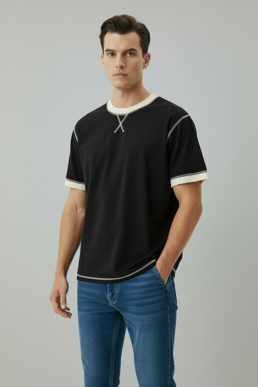 Contrast-Stitched Cotton T-Shirt