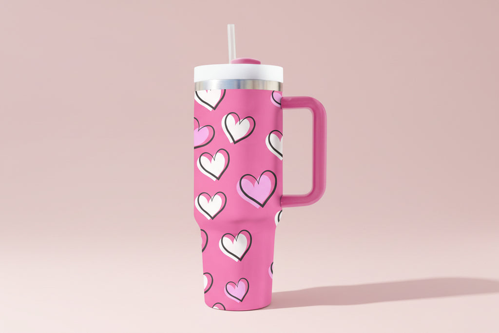 Rose Red Valentines Heart Thermos