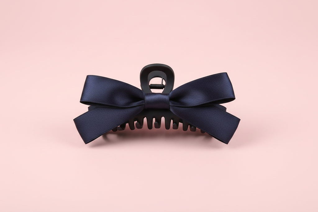 Black Bow Large Hair Claw Clip