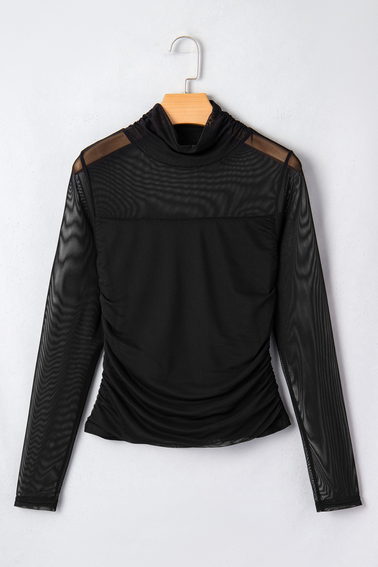 Black Sheer Mesh Sleeve Top