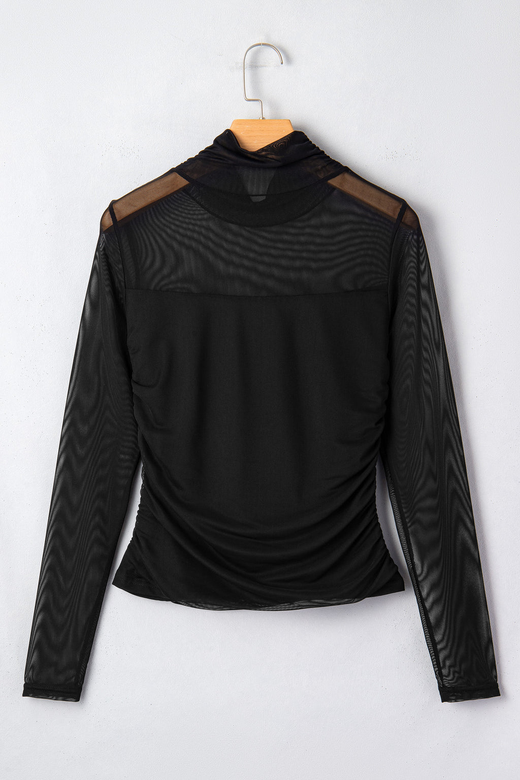 Black Sheer Mesh Sleeve Top