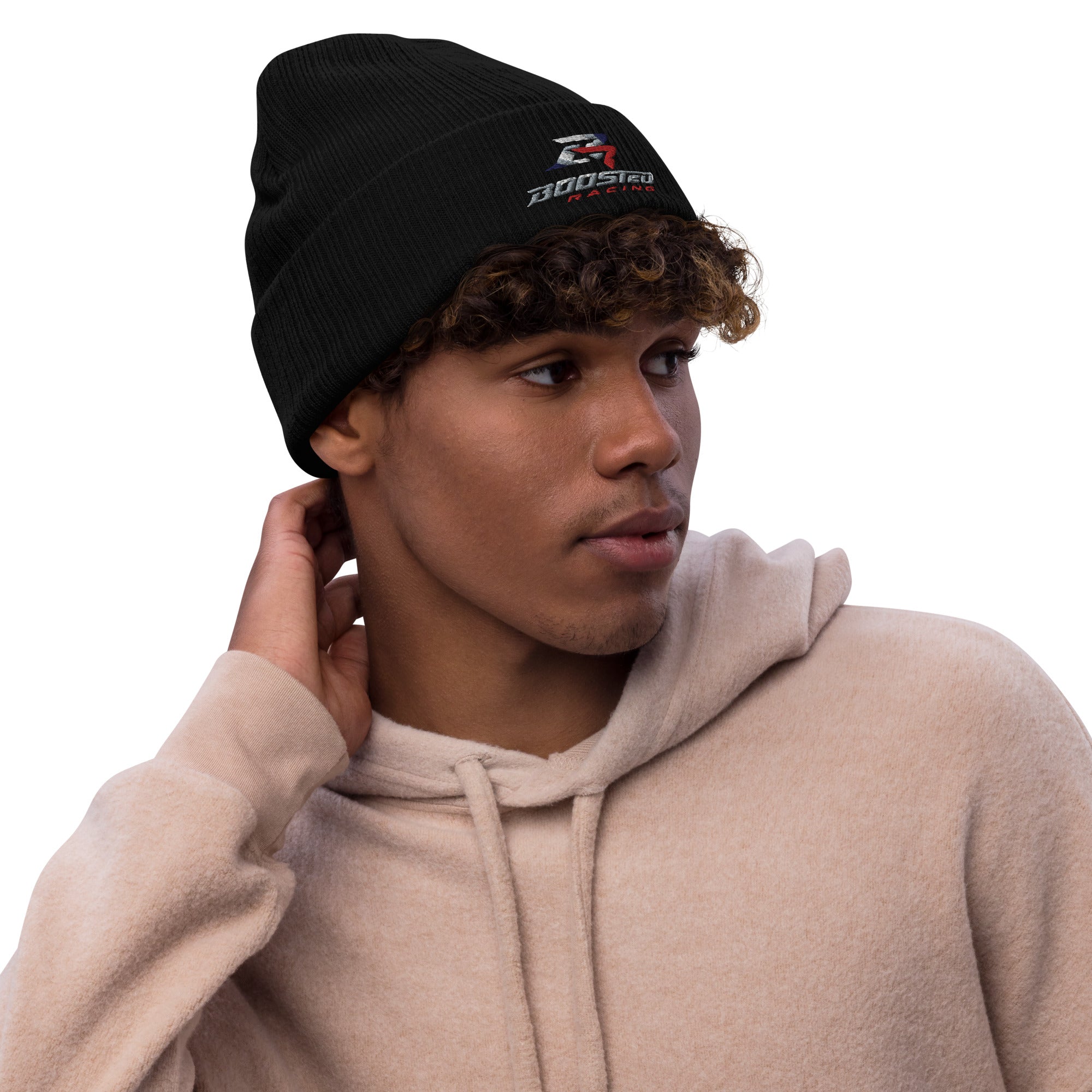 Boosted Racing Ribbed Knit Beanie