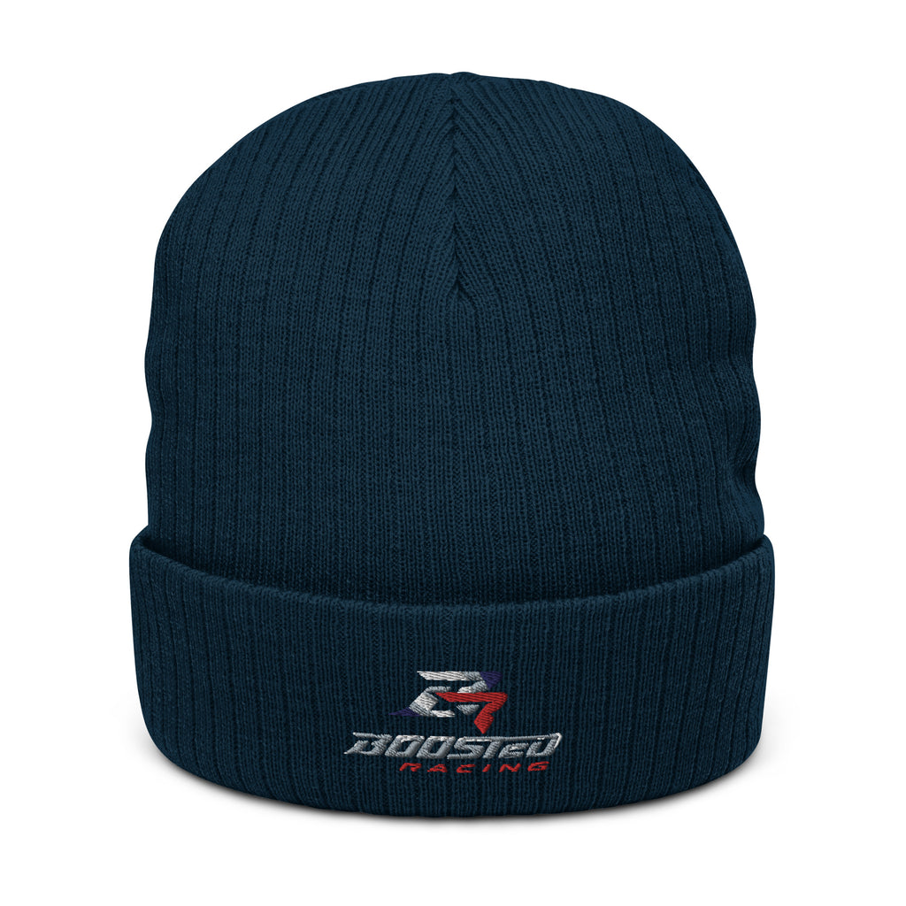 Boosted Racing Ribbed Knit Beanie
