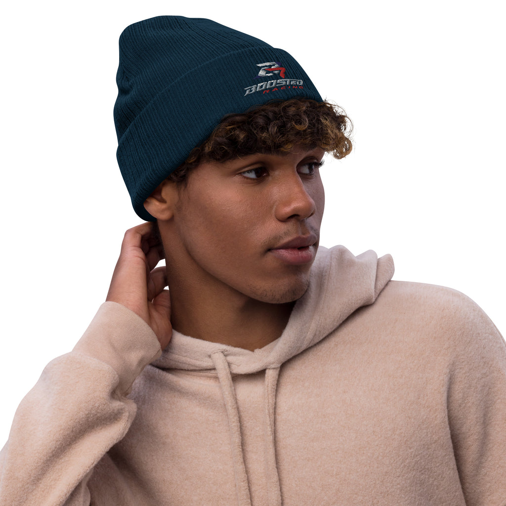 Boosted Racing Ribbed Knit Beanie